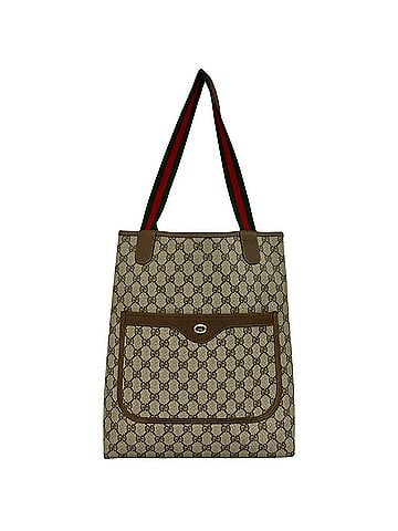 Gucci GUCCI Vintage Sherry Line GG Logo Leather Tote Bag/Handbag, Brown, 30628 (view 1)