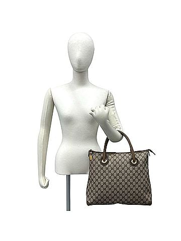 Gucci GUCCI (Old Gucci) Vintage GG Pattern Logo Hardware Leather Handbag Tote Bag Brown 98317 (view 2)
