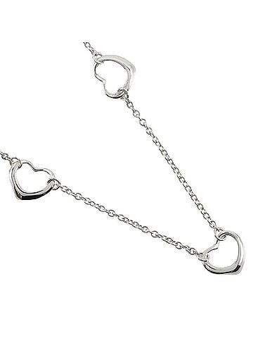 Tiffany & Co. Tiffany &amp; Co. Open Heart 3P Necklace, designed by Elsa Peretti, 925 Sterling Silver, Made in Spain, Approx. 3.0g, Women's. (view 1)