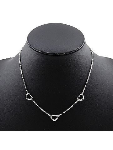 Tiffany & Co. Tiffany &amp; Co. Open Heart 3P Necklace, designed by Elsa Peretti, 925 Sterling Silver, Made in Spain, Approx. 3.0g, Women's. (view 2)