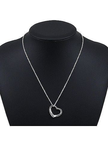 Tiffany & Co. Tiffany &amp; Co. Open Heart Necklace, Elsa Peretti Design, Sterling Silver 925, Approx. 5g, Women's. (view 2)