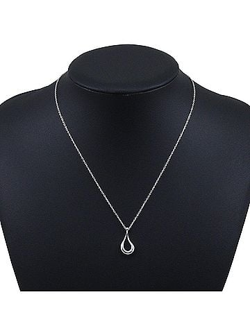 Tiffany & Co. Tiffany &amp; Co. Open Teardrop Necklace, designed by Elsa Peretti, 925 Sterling Silver, approx. 2.4g, for women. (view 2)