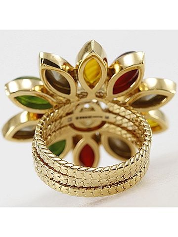 Gucci Gucci Interlocking G Ring, Flower Design, Triple Band, Gold Plated, Approx. 12.4g, Women's. (view 2)