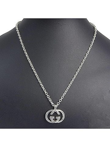 Gucci Gucci Interlocking Necklace, Sterling Silver 925, Approx. 26.5g, Unisex. (view 2)