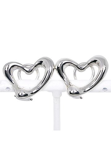 Tiffany & Co. Tiffany &amp; Co. Heart Earrings by Elsa Peretti, Sterling Silver 925, Approx. 11.5g, Open Design, Women's. (view 1)