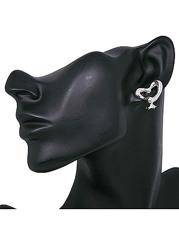 Tiffany & Co. Tiffany &amp; Co. Heart Earrings by Elsa Peretti, Sterling Silver 925, Approx. 11.5g, Open Design, Women's. (view 2)