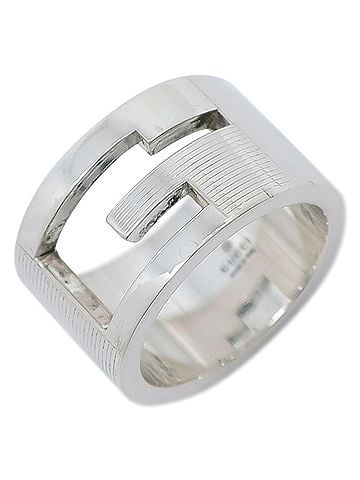 Gucci Gucci Branded G Wide Ring, Sterling Silver, Approx. 11.6g, Women's (view 1)