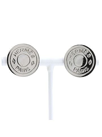 Hermès Hermes HERMES Sellier Earrings, Metal, Silver, Approx. 7.5g, Women's (view 1)