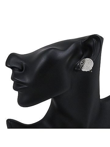 Hermès Hermes HERMES Sellier Earrings, Metal, Silver, Approx. 7.5g, Women's (view 2)