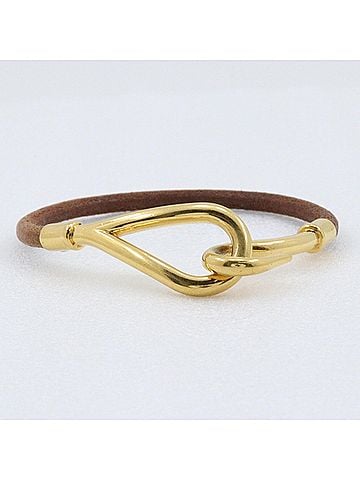 Hermès Hermes Jumbo Bracelet, Gold Plated x Leather, Approx. 10.2g, Unisex (view 1)