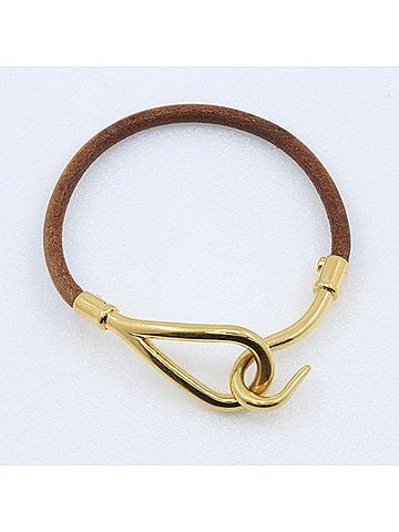 Hermès Hermes Jumbo Bracelet, Gold Plated x Leather, Approx. 10.2g, Unisex (view 2)