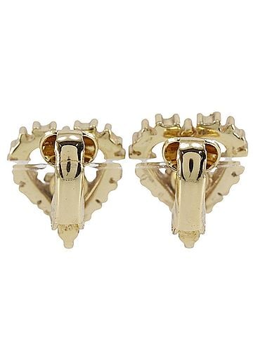 Christian Dior Christian Dior Heart Logo Earrings, Gold Plated with Rhinestones, Approx. 3.9g, Women's. (view 2)
