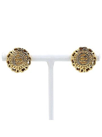 Christian Dior Christian Dior CD Logo Earrings, Gold Plated, Approx. 6.1g, Logo, Women's. (view 1)
