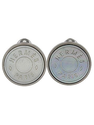 Hermès Hermes HERMES Seria Earrings BIJOUTERIE FANTAISIE x Shell Silver Approx. 12.0g Ceria Women's (view 1)