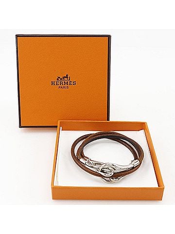 Hermès Hermes HERMES Jumbo Bracelet Choker Set Leather Brown Approx. 9.9g Women's (view 1)