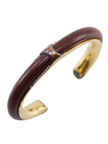 Hermès Hermes HERMES Bangle Gold Plated x Leather Brown Approx. 36.3g Women's (view 1)