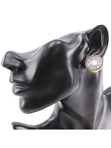 Hermès Hermes HERMES Sellier Earrings, Gold Plated x Shell, Approx. 11.7g, Women's (view 2)