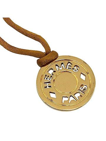 Hermès Hermes Sellier Necklace, Gold Plated x Leather, Approx. 10.7g, Unisex (view 1)