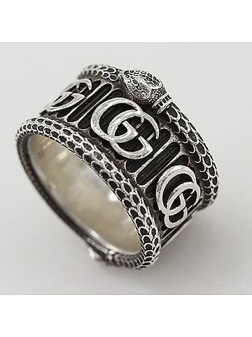 Gucci Gucci Double G Snake Ring, Sterling Silver 925, Approx. 16.3g, Men's. (view 2)