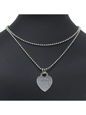 Tiffany & Co. Tiffany &amp; Co. Return to Necklace, Heart Tag, Ball Chain, Sterling Silver 925, Approx. 23.7g, Unisex, Grade A (view 2)