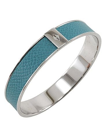 Hermès Hermes HERMES KAWAII Bangle x Veau Epsom Blue Paon Silver/Blue Approx. 27.3g Cute Women's (view 1)