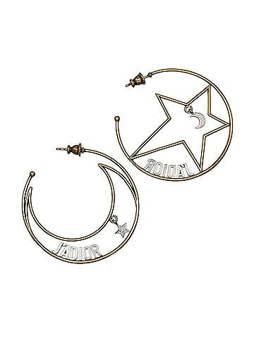 Christian Dior Christian Dior Dior J'ADIOR Moon &amp; Star Hoop Earrings, Gold Plated, Approx. 7.5g, J'Adore, (view 1)