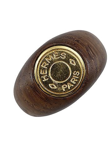 Hermès Hermes HERMES Sellier Ring, Wood x Gold Plated, Brown, Approx. 5.4g, Women's (view 1)