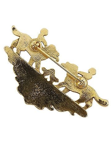 Hermès Hermes Hermès Cloisonne Girl &amp; Dog Brooch, Vintage Cloisonné, Gold-Plated, Green, Approx. 18g (view 2)