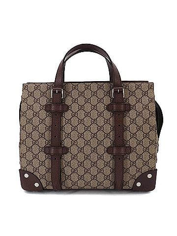 Gucci Gucci GG Supreme Tote Handbag, Leather, Beige/Brown, 643814, Silver Hardware. (view 2)