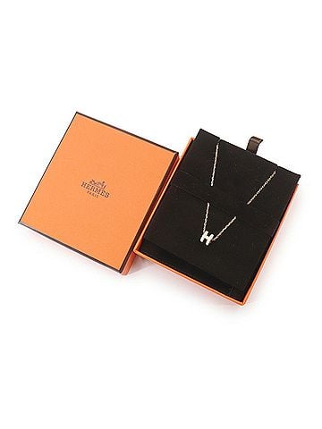 Hermès Hermes Mini Pop H Necklace, White Gold (view 2)