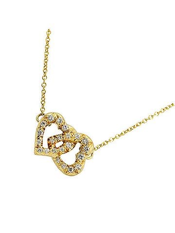 Tiffany & Co. Tiffany &amp; Co. Double Heart Diamond Necklace, 41cm, 18K Yellow Gold (750) (view 1)