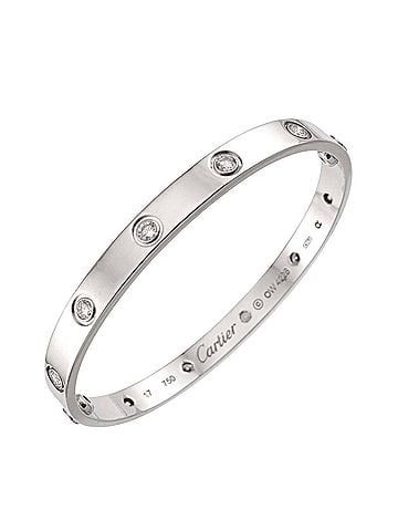 Cartier Cartier Love Bracelet, Full Diamond, Size #17, 18K White Gold (750), Bracelet Bangle. (view 1)