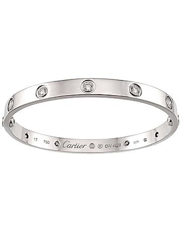 Cartier Cartier Love Bracelet, Full Diamond, Size #17, 18K White Gold (750), Bracelet Bangle. (view 2)