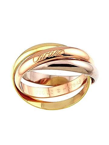 Cartier Cartier Trinity Medium MM #56 Ring, 18K Yellow Gold, White Pink Triple Band, Three Colors, 750 Gold. (view 2)