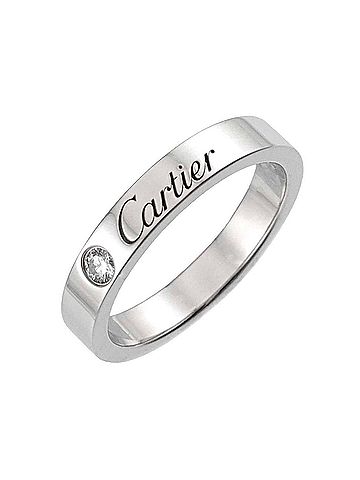 Cartier Cartier C de #46 Ring, 3mm wide, 1 diamond, Platinum. (view 1)