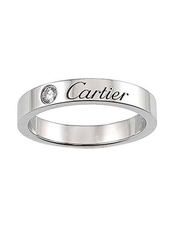 Cartier Cartier C de #46 Ring, 3mm wide, 1 diamond, Platinum. (view 2)