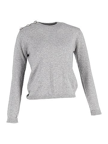 Ganni Ganni Crystal Embellished Jumper In Grey Cashmere (view 1)