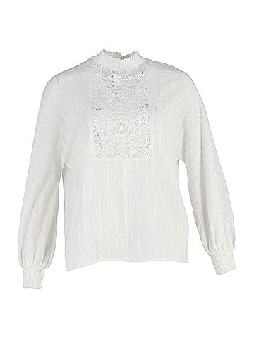 Maje Maje Lentel Smocked Lace Top in White Cotton (view 1)