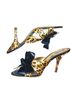 Hale Bob Animal Print Black Gold Orange Heels Size 8 - photo 2