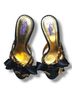 Hale Bob Animal Print Black Gold Orange Heels Size 8 - photo 4