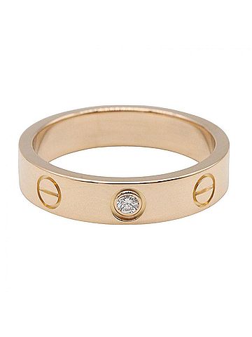 Cartier Cartier Mini Love Ring 1PD Ring, Jewelry, 18KPG (Pink Gold), Diamond, Women's, Gold Tone, Clear B4050700 (view 2)