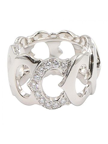 Cartier Cartier C de Diamond Ring - 18K White Gold (18KWG) Women's Silver/Clear Tone (view 2)