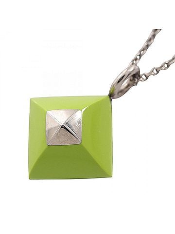 Hermès Hermes Medor Cupid Necklace, Jewelry, Plated, Women's, Silver/Green Tones (view 1)