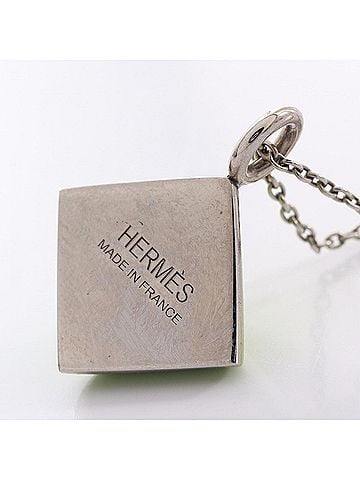 Hermès Hermes Medor Cupid Necklace, Jewelry, Plated, Women's, Silver/Green Tones (view 2)