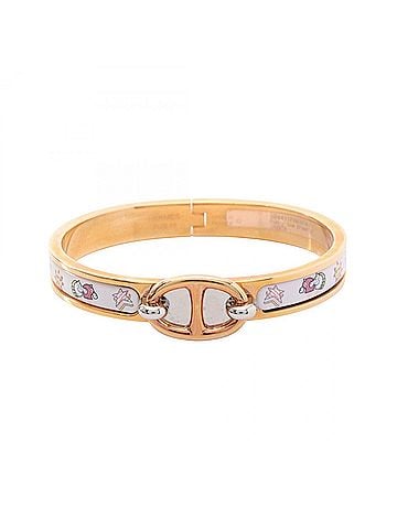 Hermès Hermes Mini Click Chaine d'Ancre Funny Ice Cream Bangle Accessory, Gold Plated (GP), Enamel, Women's, Gold/White, Multicolor (view 1)