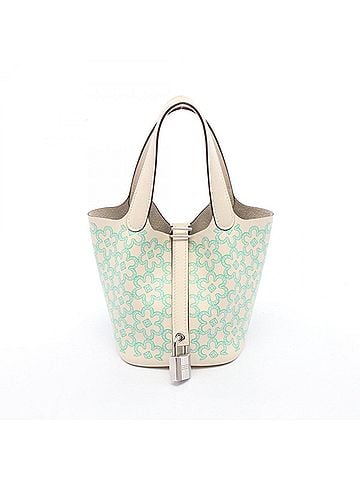 Hermès Hermes Picotin Lock Micro Lucky Daisy Vert Handbag, Leather, Veau Swift, Women's, Ivory, Green, Blue, H083697CKAB (view 1)