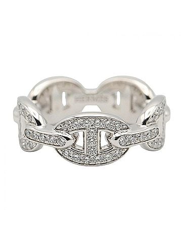 Hermès Hermes Chaine d'Ancre Enchainée PM Diamond Ring, 18K White Gold (18KWG), Diamond, Women's, Clear/Silver Tone, H120647B00047 (view 2)