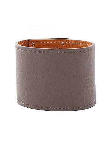Hermès Hermes Kelly Dog Extreme Bangle Accessory, Gold Plated (GP), Veau Swift Leather, Women's, Gray/Gold Tone (view 2)
