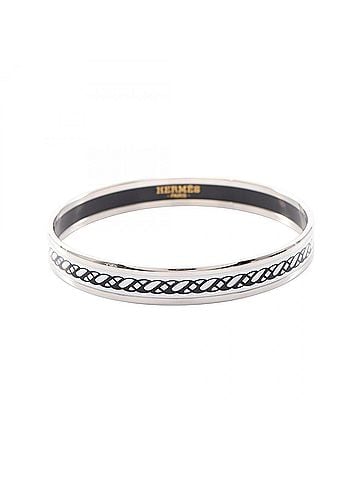 Hermès Hermes HERMES Email PM Celtic Knot Bangle Accessory Stainless Steel Cloisonné Enamel Women's Silver White Black (view 1)