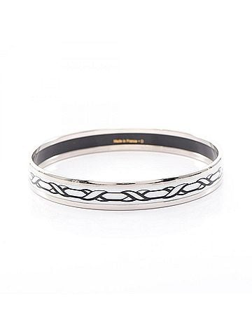 Hermès Hermes HERMES Email PM Celtic Knot Bangle Accessory Stainless Steel Cloisonné Enamel Women's Silver White Black (view 2)